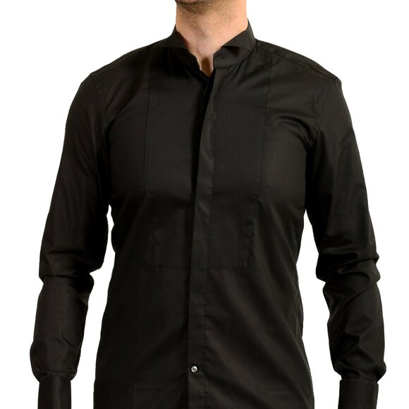Hugo Boss Men's "Joran" Slim Fit Black Tuxedo Dress Shirt US 15 1/2 IT 39 - Picture 1 of 9